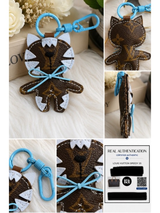 No brand Accessories - Handmade Kitty Cat Keychain Blue Bow One of a Kind Bag Charm